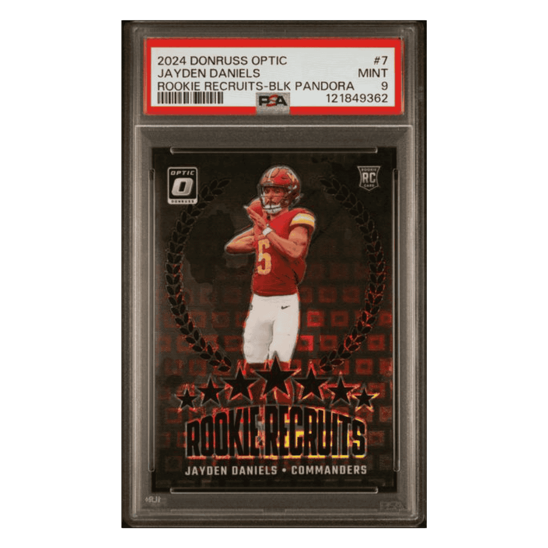 Jayden Daniels PSA 9 2024 Panini Donruss Optic Rookie Recruits Black Pandora #d/25 Card #7