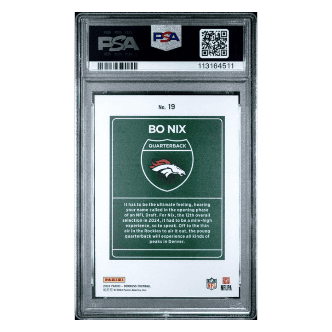 Bo Nix PSA 9 2024 Panini Donruss Downtown! Rookie RC Card #19