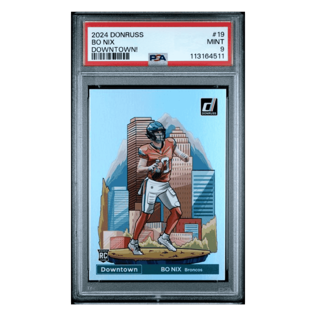 Bo Nix PSA 9 2024 Panini Donruss Downtown! Rookie RC Card #19