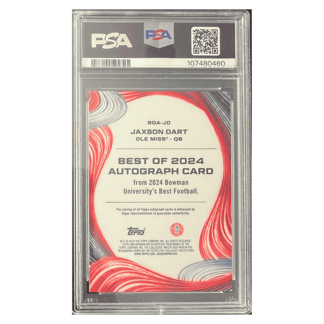 Jaxson Dart PSA 10 2024 Bowmans Best University Best of 2024 Autograph Card #JD