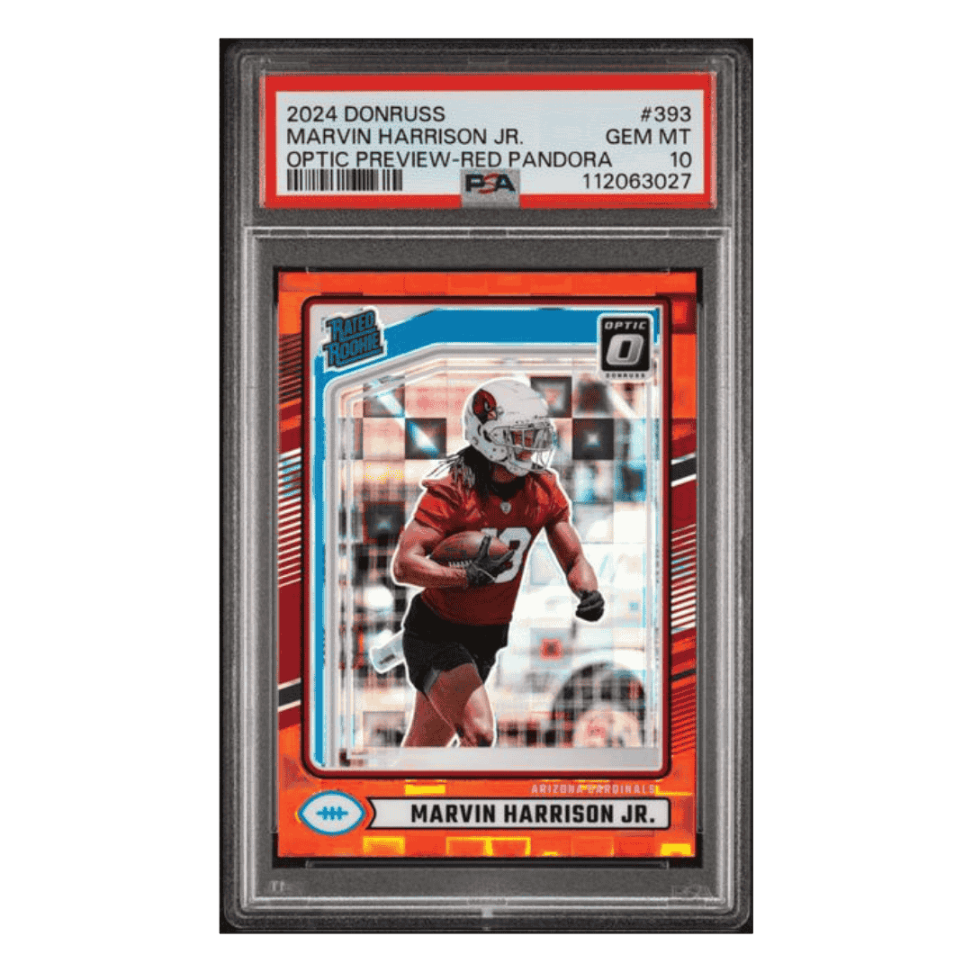 Marvin Harrison Jr PSA 10 2024 Panini Donruss Optic Preview Red Pandora Card #393