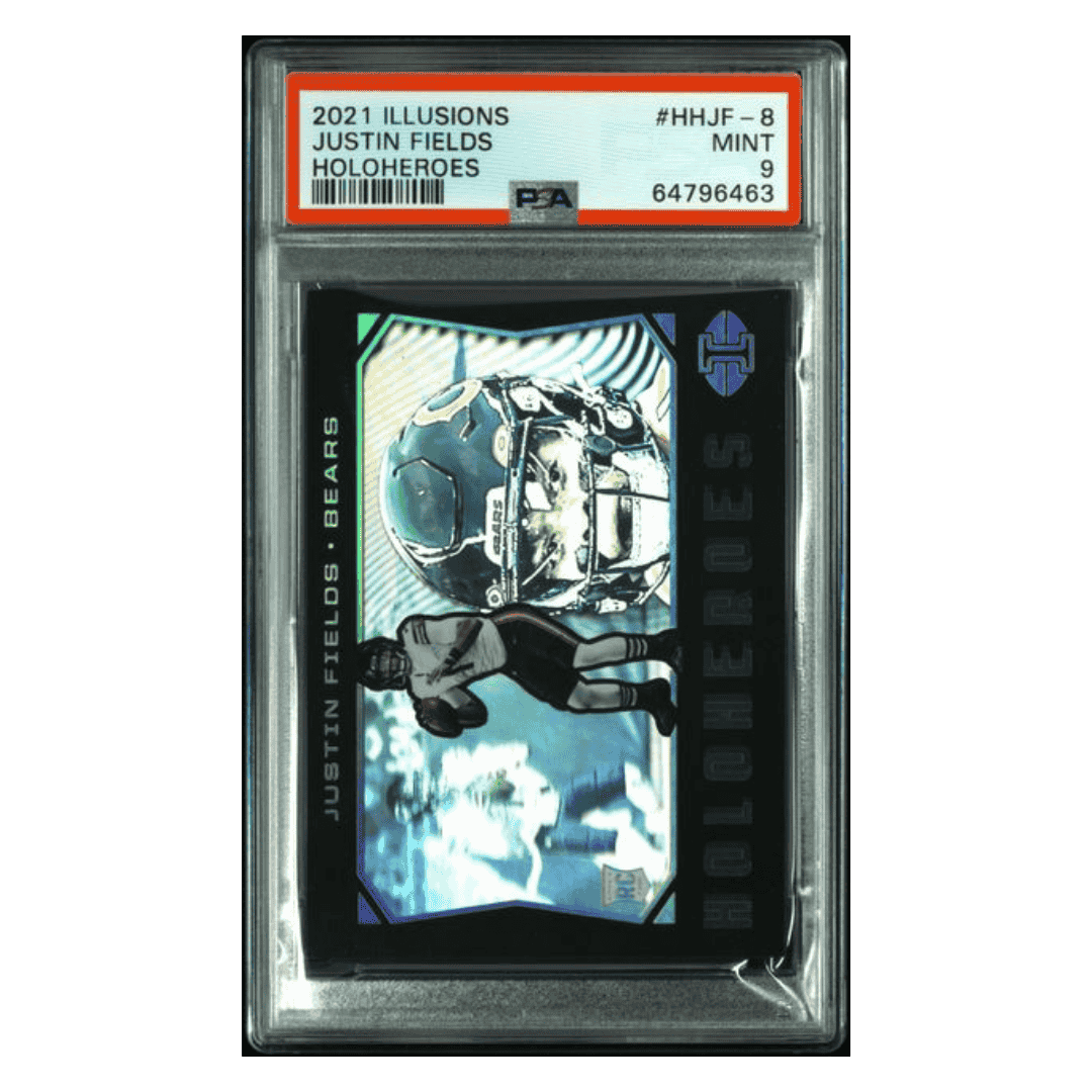 Justin Fields PSA 9 2021 Panini Illusions HoloHeroes Rookie RC Card #HHJF-8
