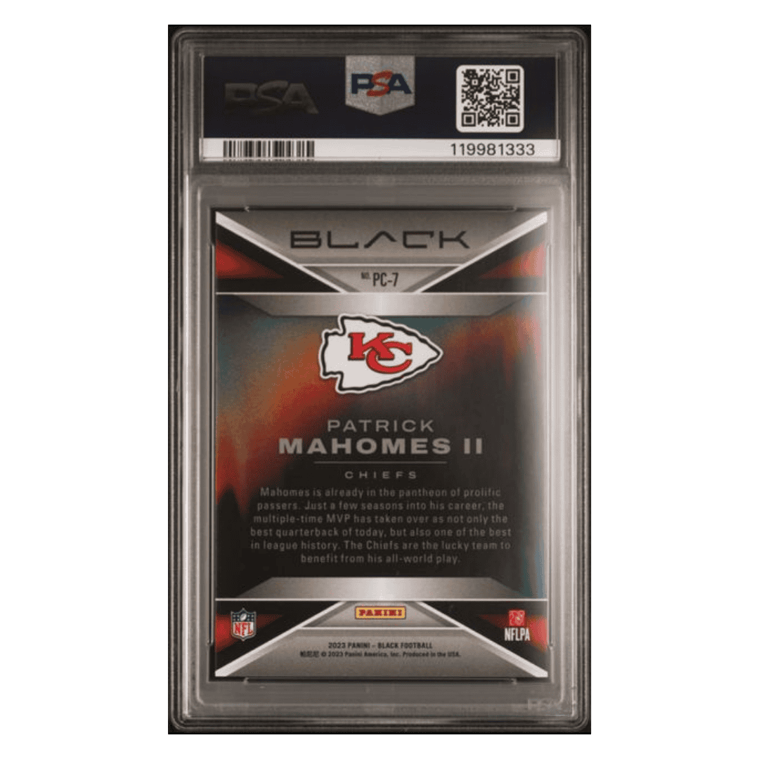 Patrick Mahomes PSA 10 2023 Panini Black Prolific Card #PC7