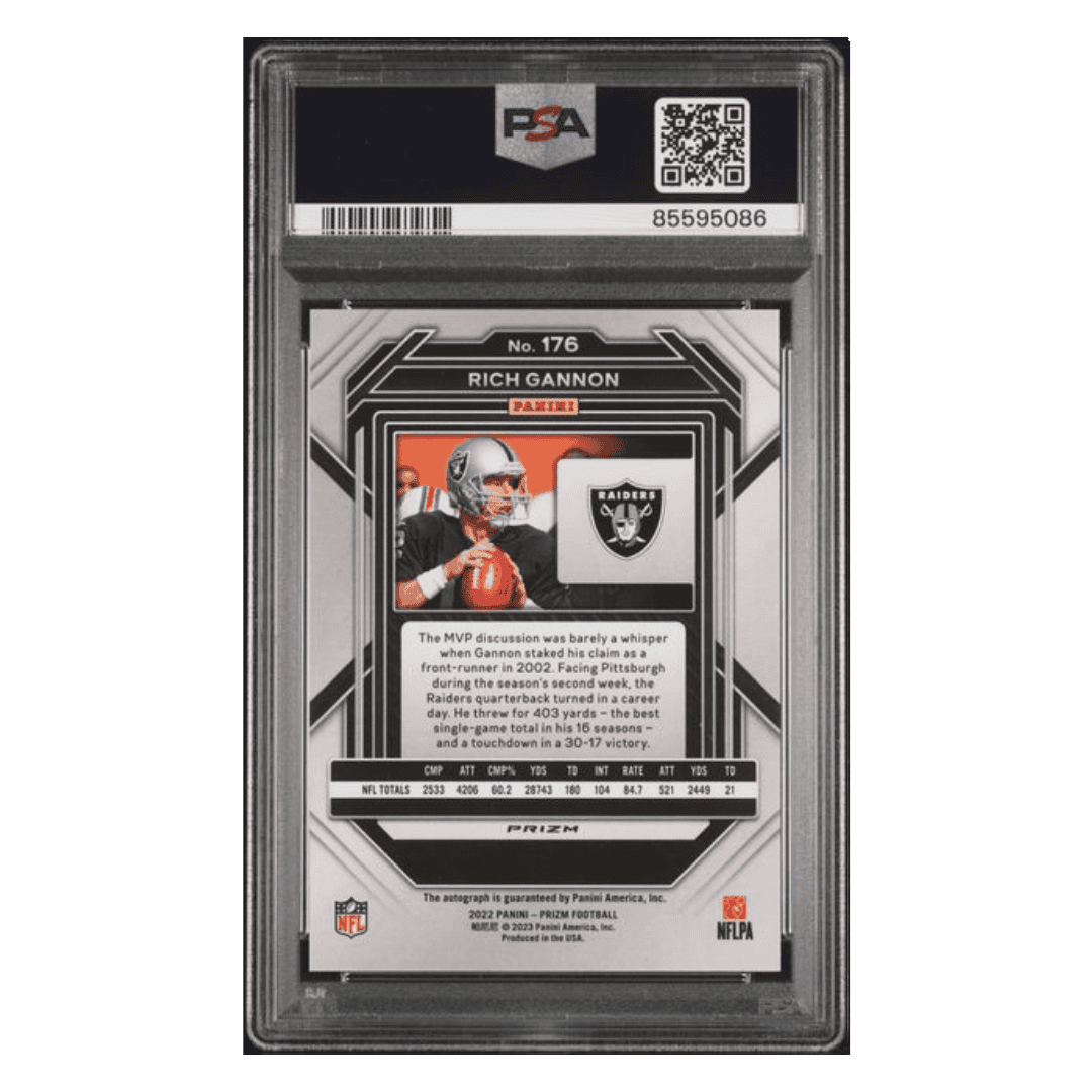Rich Gannon PSA 10 2022 Panini Prizm Autograph Card #176