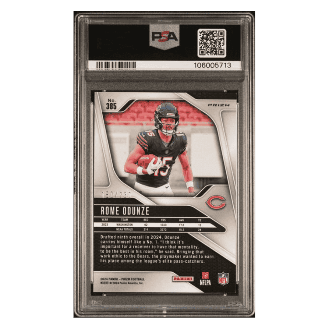 Rome Odunze PSA 9 2024 Panini Prizm Blue Wave Rookie RC #d/ 230 Card #385