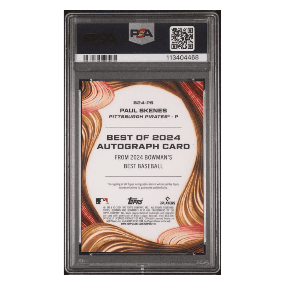 Paul Skenes PSA 9 2024 Bowman's Best of 2024 Autographs X-Fractor Rookie RC #d/ 25 Card #B24PS