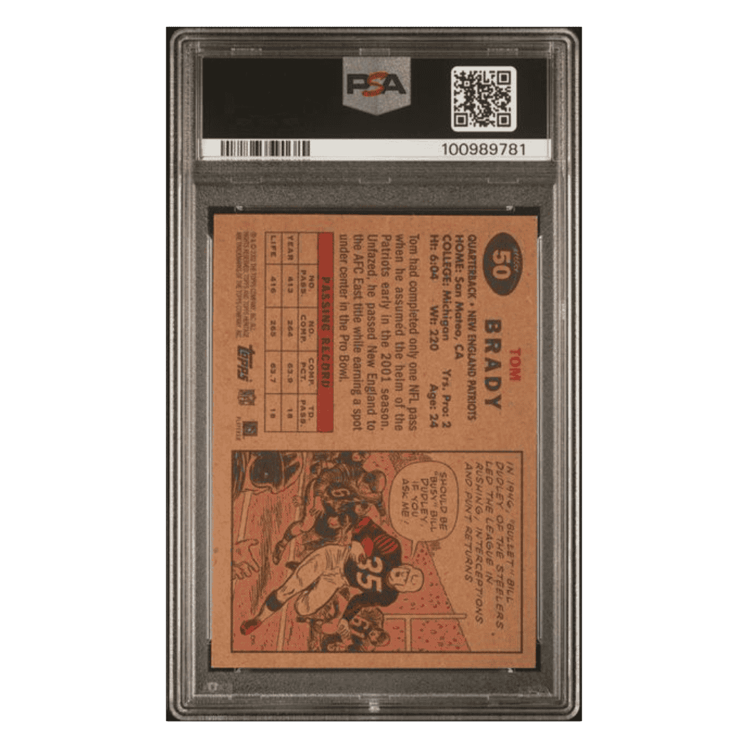 Tom Brady PSA 9 2002 Topps Heritage Black Back Card #50