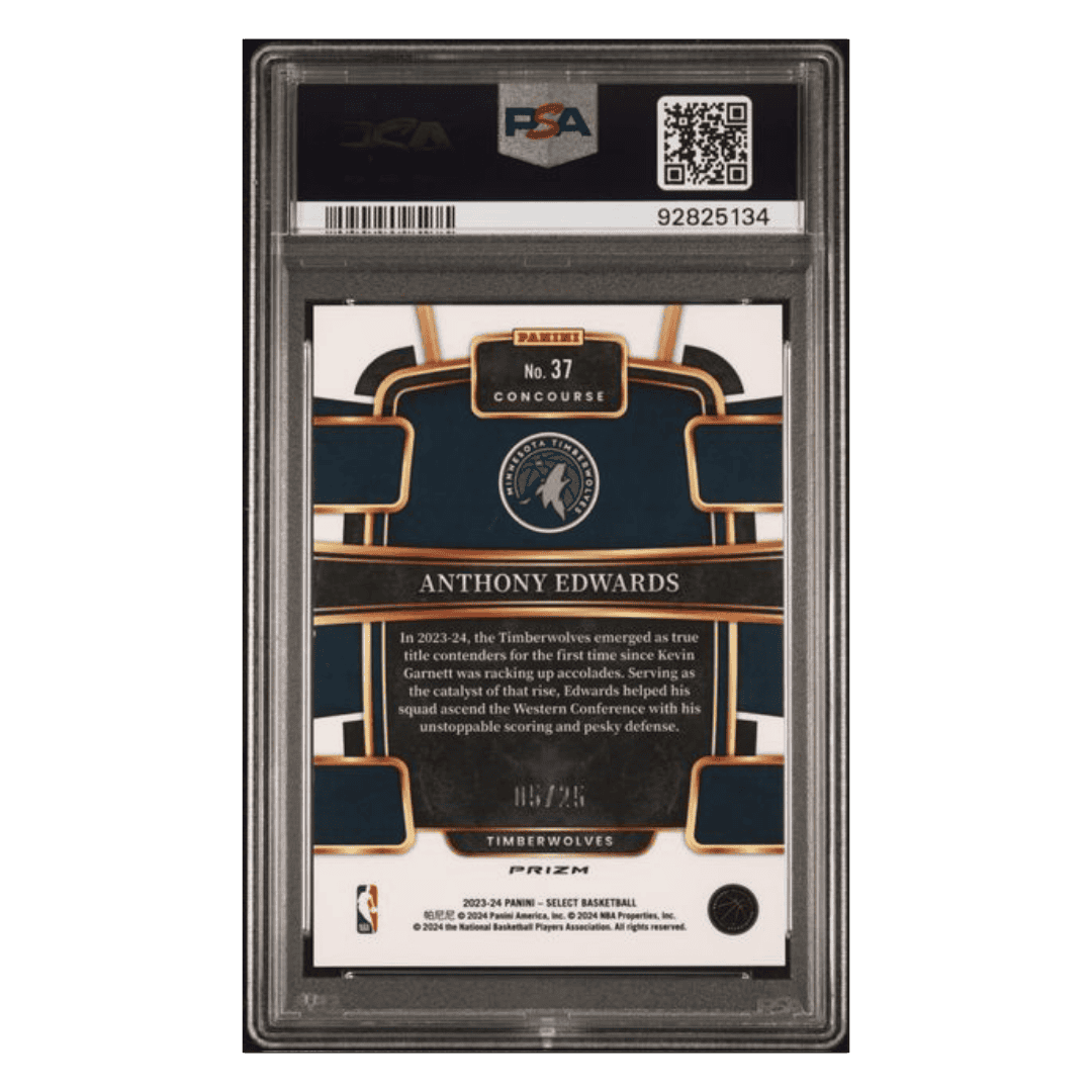 Anthony Edwards PSA 10 2023 Panini Select Tie Dye Prizm #d/ 25 Card #37