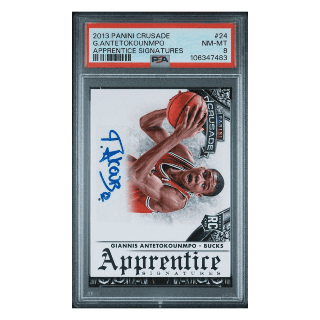 Giannis Antetokounmpo PSA 8 2013 Panini Crusade Apprentice Signatures Rookie RC Card #24