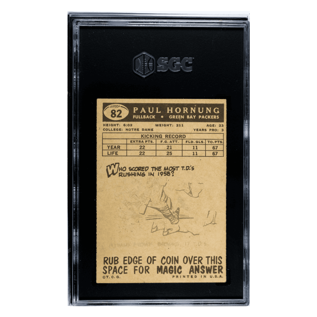 Paul Hornung SGC 5 1959 Topps Card #82