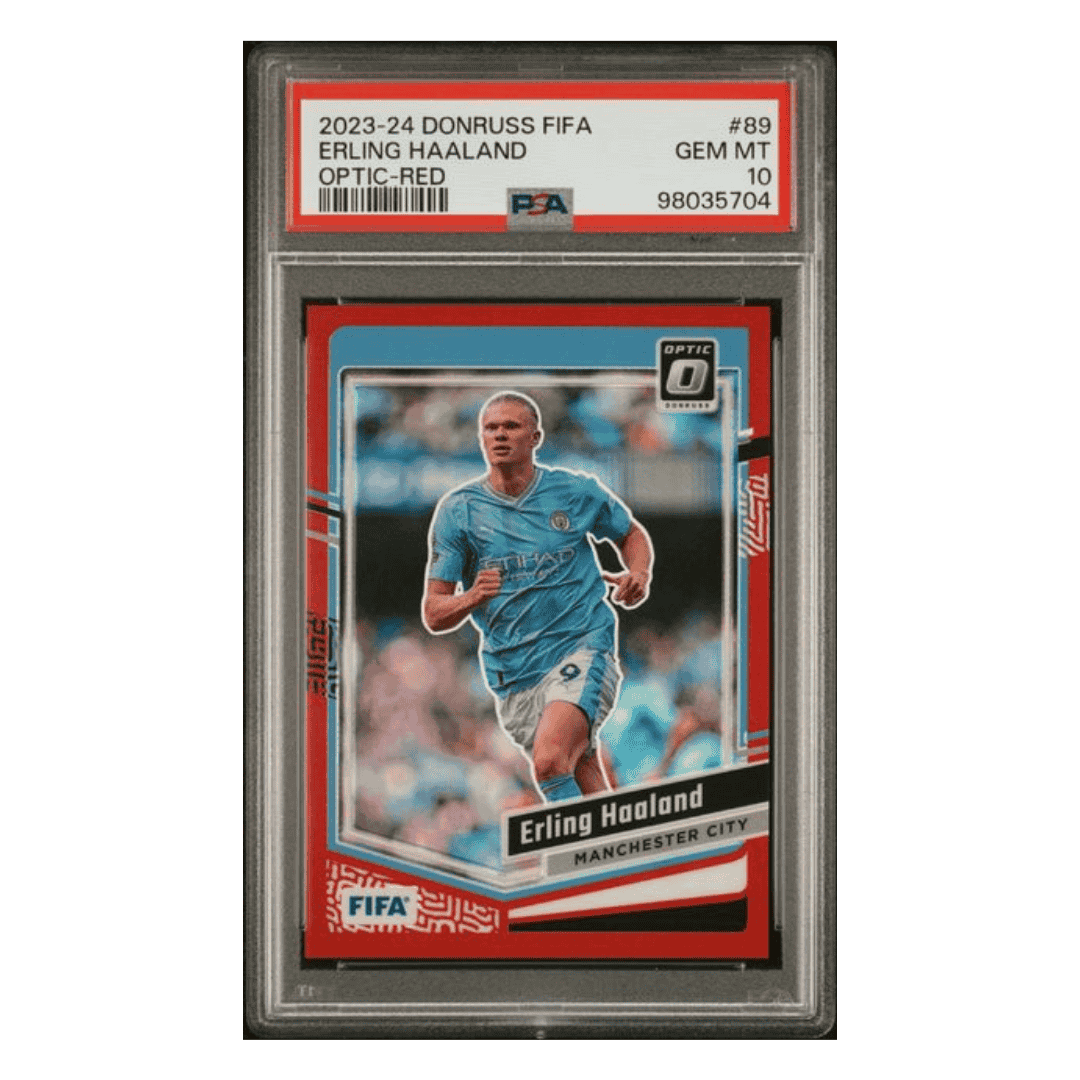 Erling Haaland PSA 10 2023-24 Panini Donruss FIFA Optic Red #d/ 299 Card #89