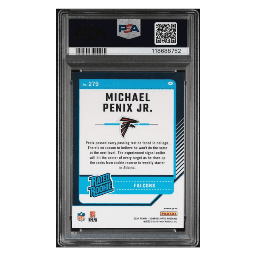Michael Penix Jr PSA 9 2024 Panini Donruss Optic Rated Rookie Red Mojo Card #279