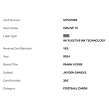 Jayden Daniels PSA 10 2024 Panini Score Rookie RC Card #302