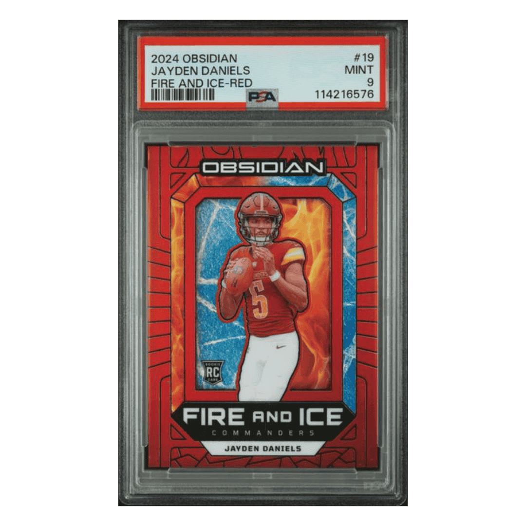 Jayden Daniels PSA 9 2024 Panini Obsidian Fire And Ice Red Rookie RC #d/75 Card #19