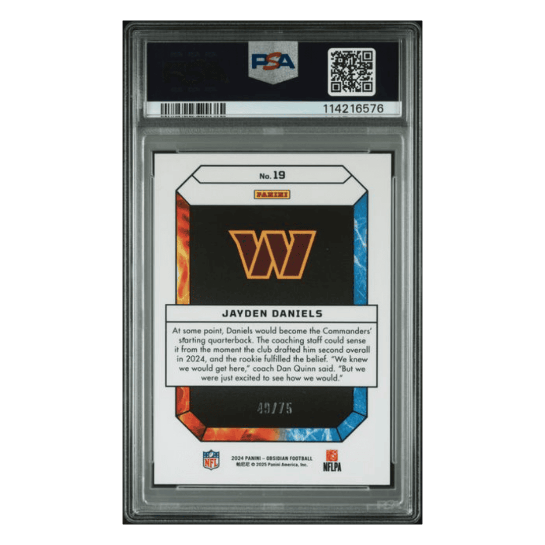 Jayden Daniels PSA 9 2024 Panini Obsidian Fire And Ice Red Rookie RC #d/75 Card #19