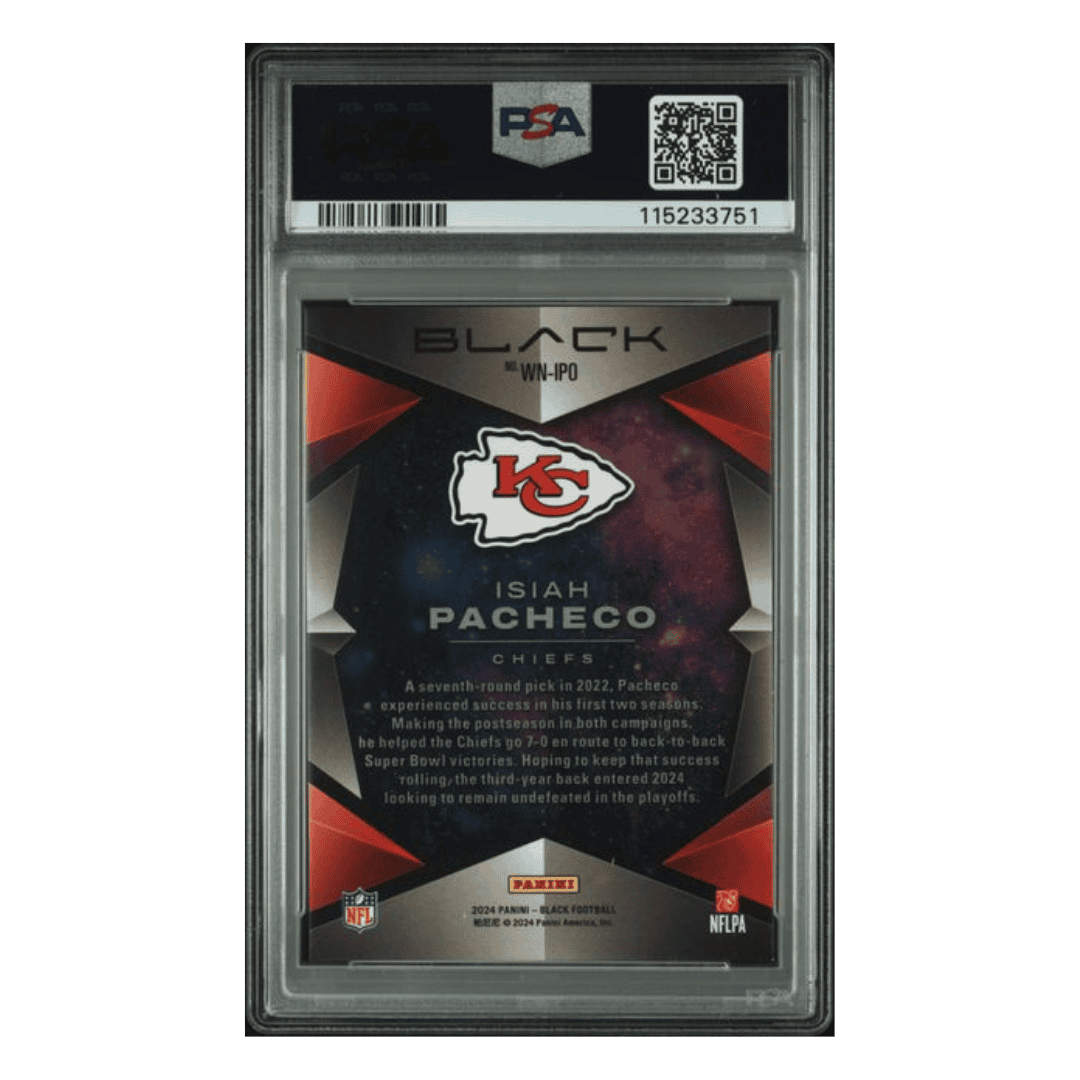 Isiah Pacheco PSA 9 2024 Panini Black White Night Card #WNIPO