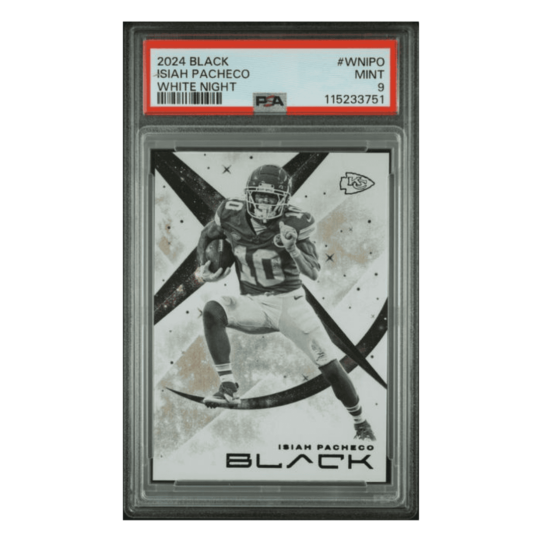 Isiah Pacheco PSA 9 2024 Panini Black White Night Card #WNIPO