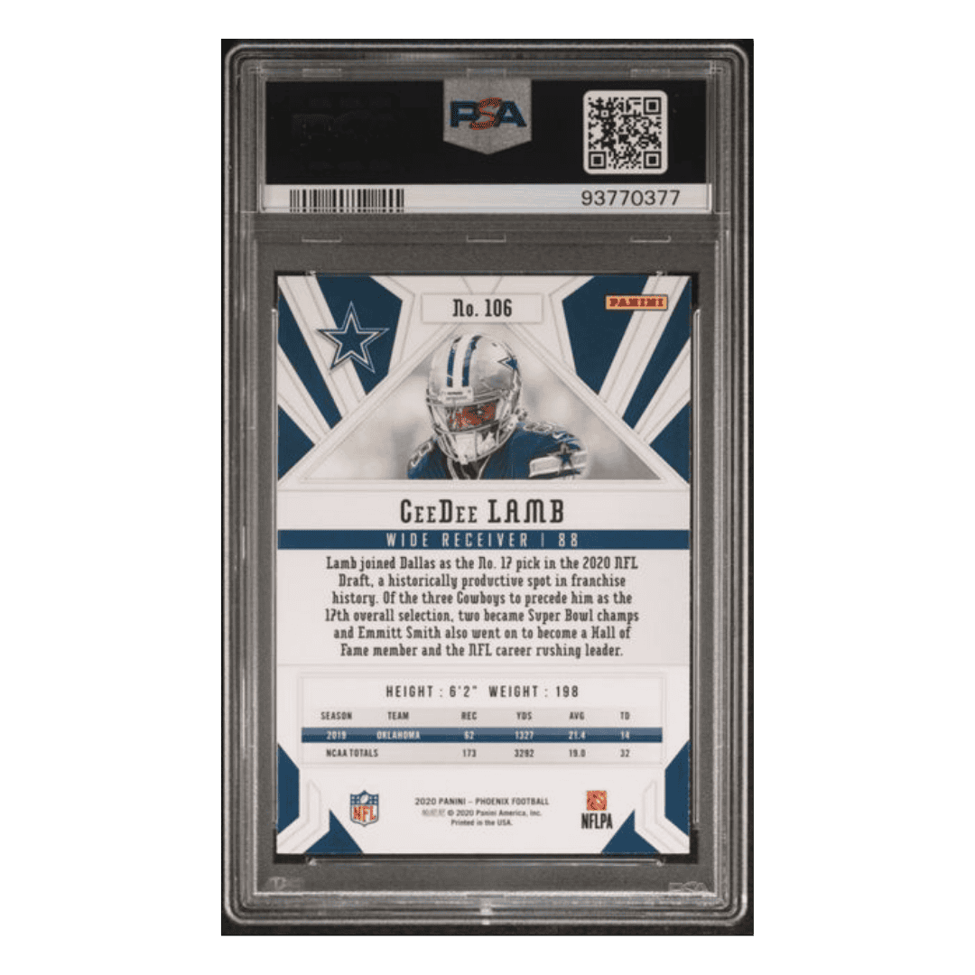 CeeDee Lamb PSA 10 2020 Panini Phoenix Fire Burst Rookie RC Card #106