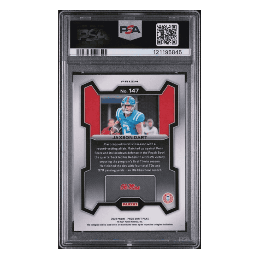 Jaxson Dart PSA 9 2024 Panini Prizm Draft Picks Rated Rookie Red Ice Card #147