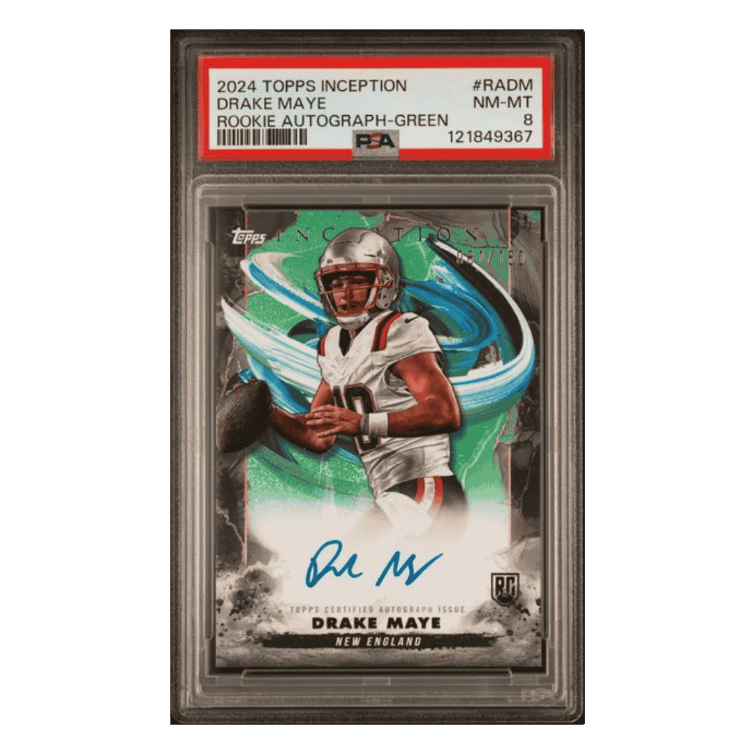 Drake Maye PSA 8 2024 Topps Inception Rookie Autograph Green #d/150 Card #RADM