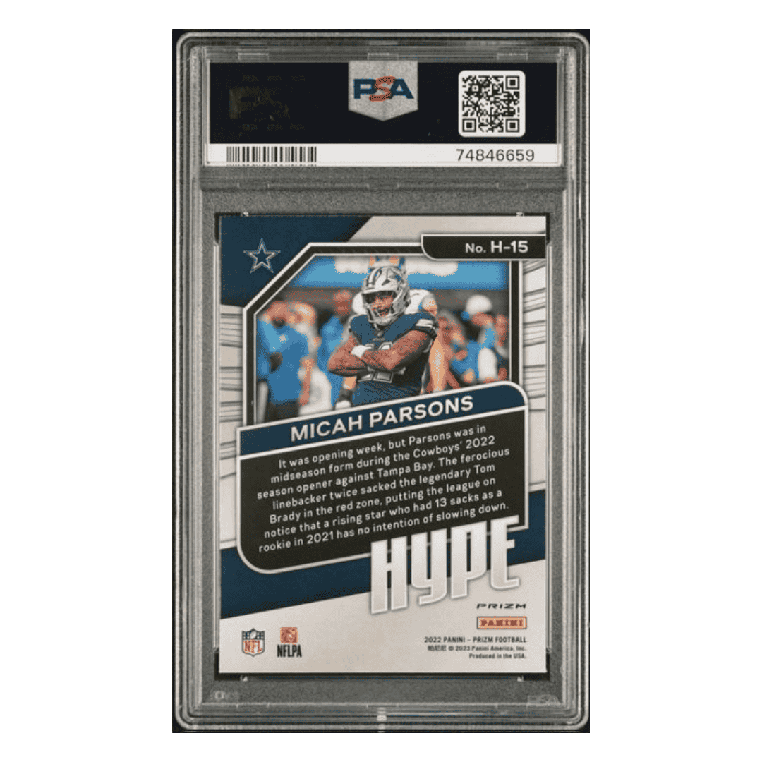 Micah Parsons PSA 10 2022 Panini Prizm Hype No Huddle Card #H15