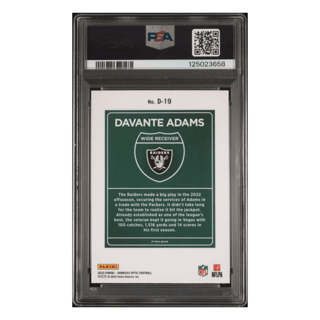 Davante Adams PSA 10 2023 Panini Donruss Optic Downtown! Card #D19