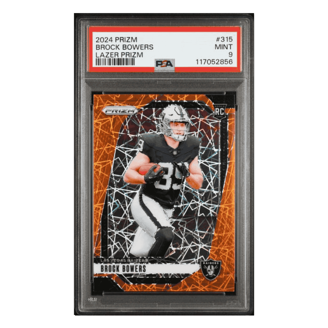 Brock Bowers PSA 9 2023 Panini Prizm Lazer Rookie RC Card #315