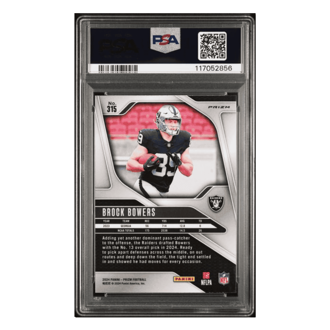 Brock Bowers PSA 9 2023 Panini Prizm Lazer Rookie RC Card #315
