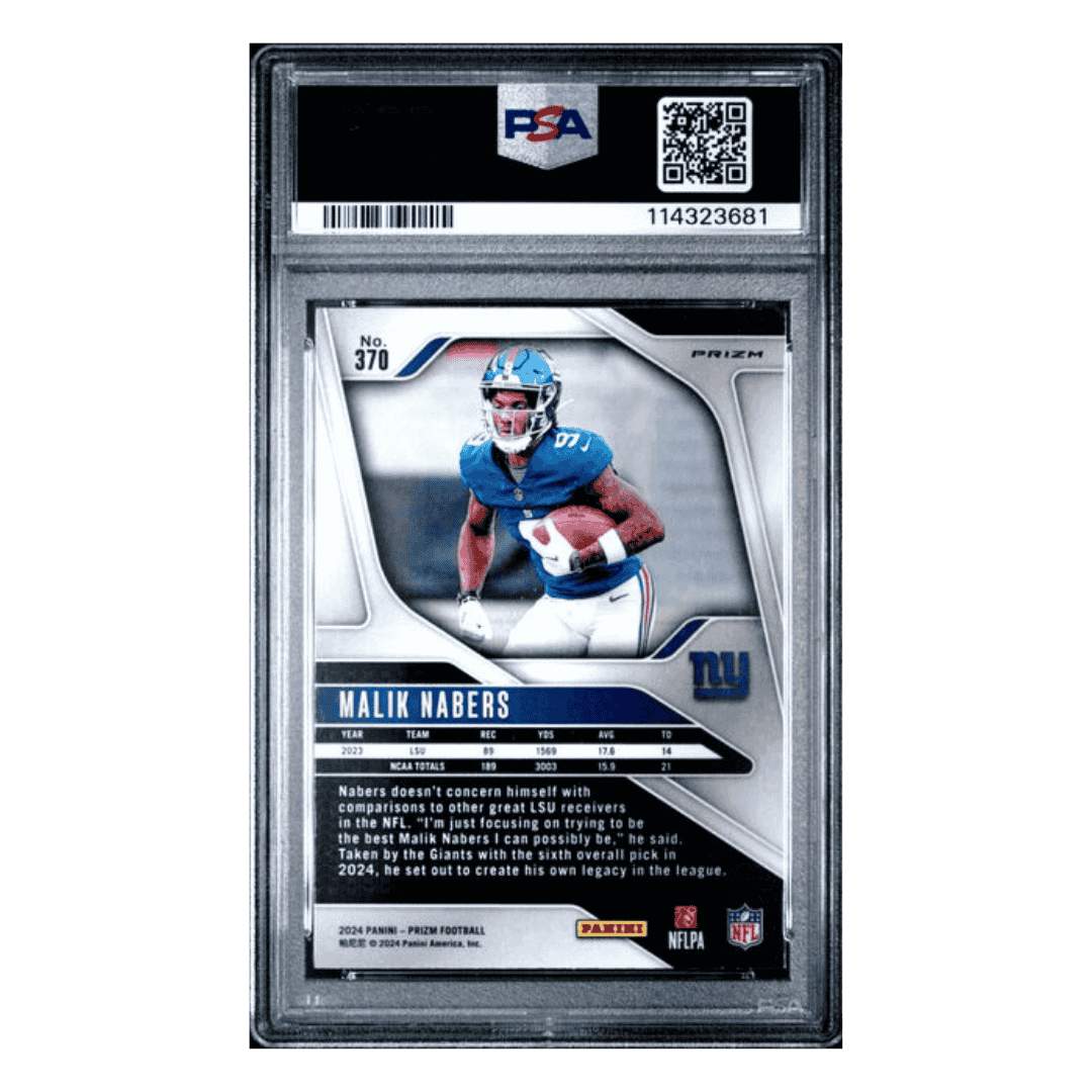 Malik Nabers PSA 9 2024 Panini Prizm Disco Rookie RC Card #370