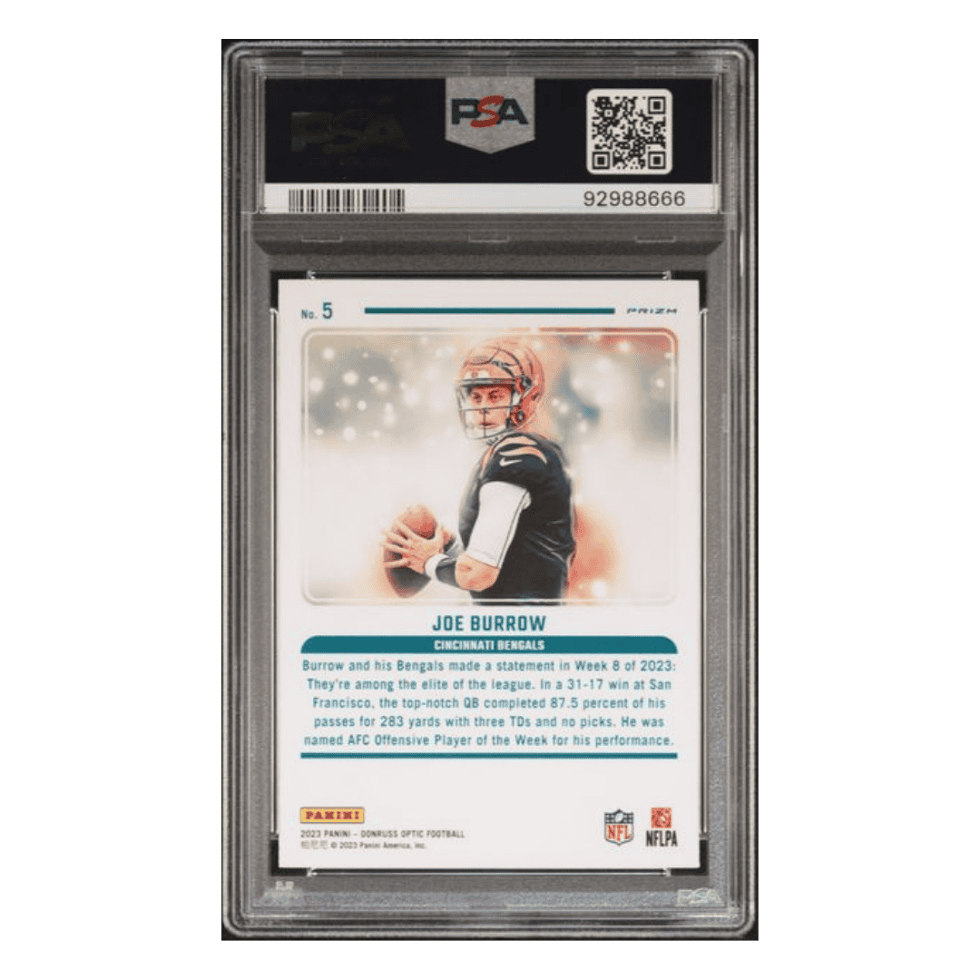 Joe Burrow PSA 9 2023 Panini Donruss Optic Mythical Card #5