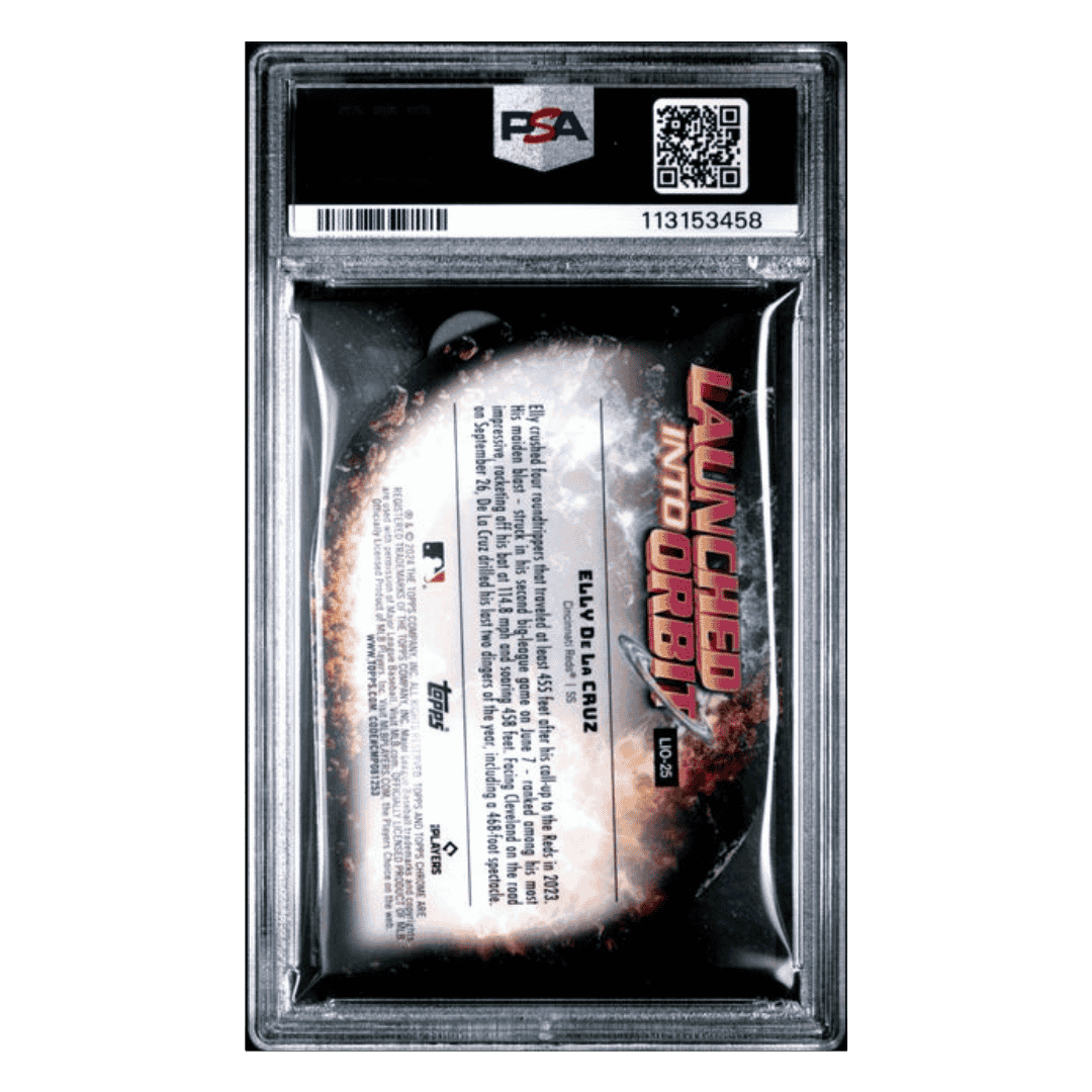 Elly De La Cruz PSA 9 2024 Topps Chrome Cosmic Launched into Orbit Rookie RC Card #25