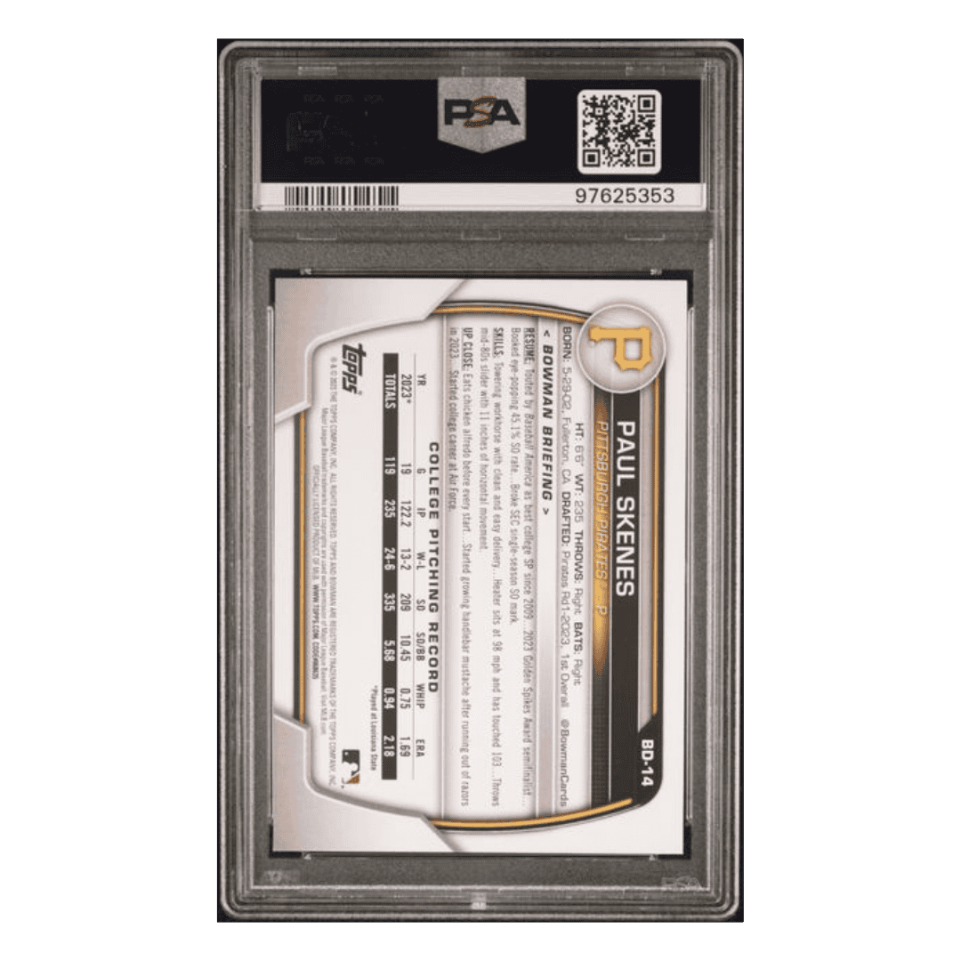 Paul Skenes PSA 10 2023 Topps Bowman Draft 1st Bowman Card #BD14