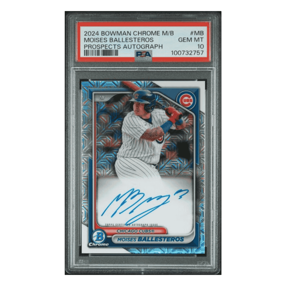 Moises Ballesteros PSA 10 2024 Topps Bowman Chrome Mega Box Prospects Autograph Card #MB
