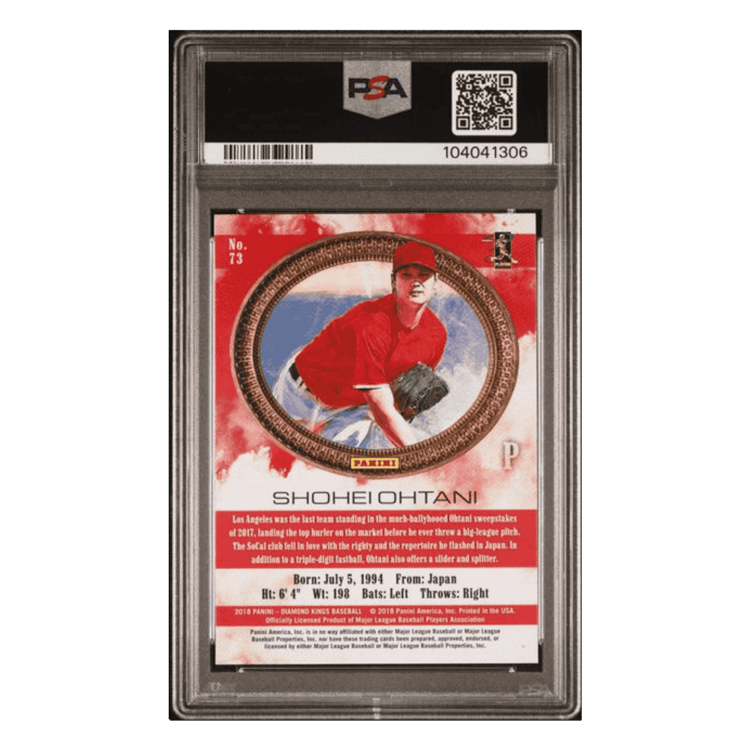 Shohei Ohtani PSA 10 2018 Panini Diamond Kings Pitching/ No Pinstripe Rookie RC Card #73