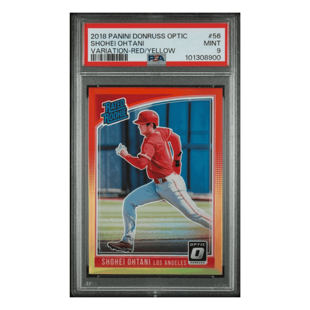 Shohei Ohtani PSA 9 2018 Panini Donruss Optic Variation Red/ Yellow Rated Rookie Card #56