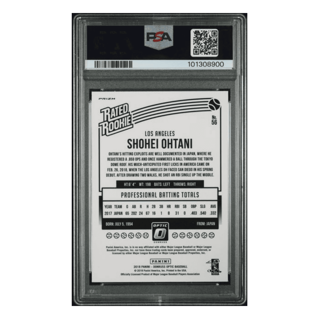 Shohei Ohtani PSA 9 2018 Panini Donruss Optic Variation Red/ Yellow Rated Rookie Card #56