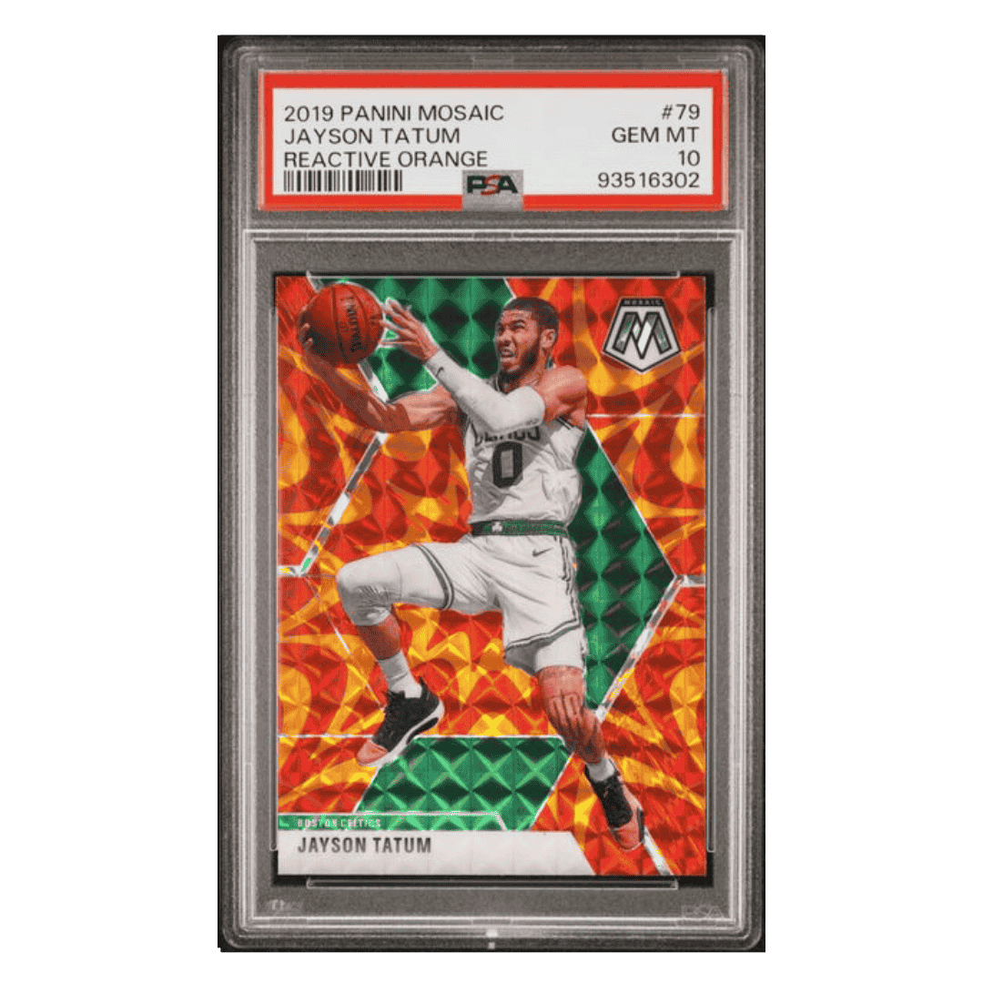 Jayson Tatum PSA 10 2019 Panini Mosaic Reactive Orange Card #79