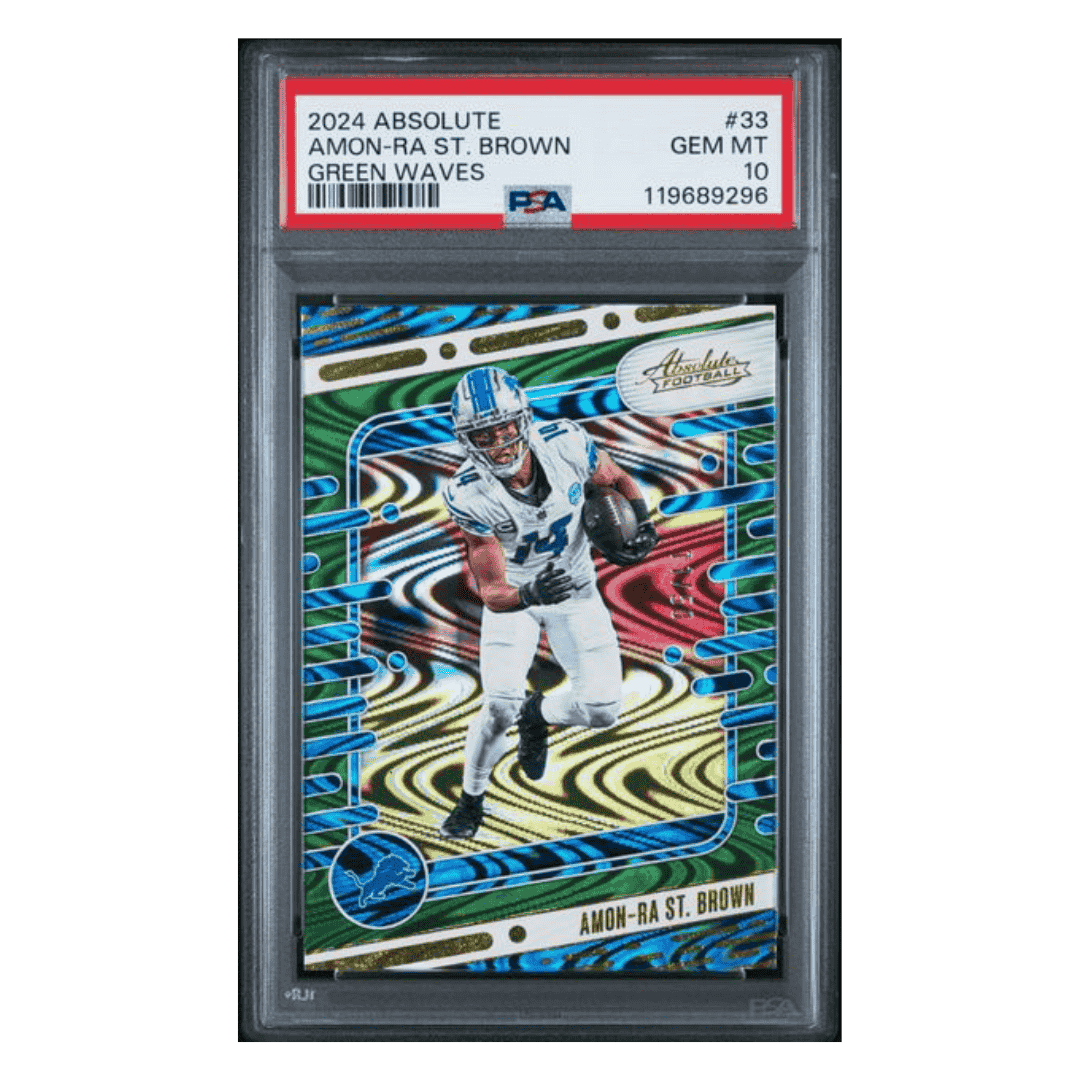Amon-Ra St Brown PSA 10 2024 Panini Absolute Green Wave #d/ 50 Card #33