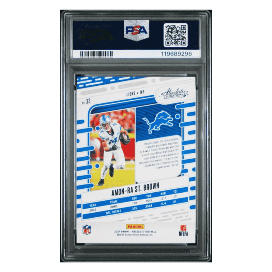 Amon-Ra St Brown PSA 10 2024 Panini Absolute Green Wave #d/ 50 Card #33