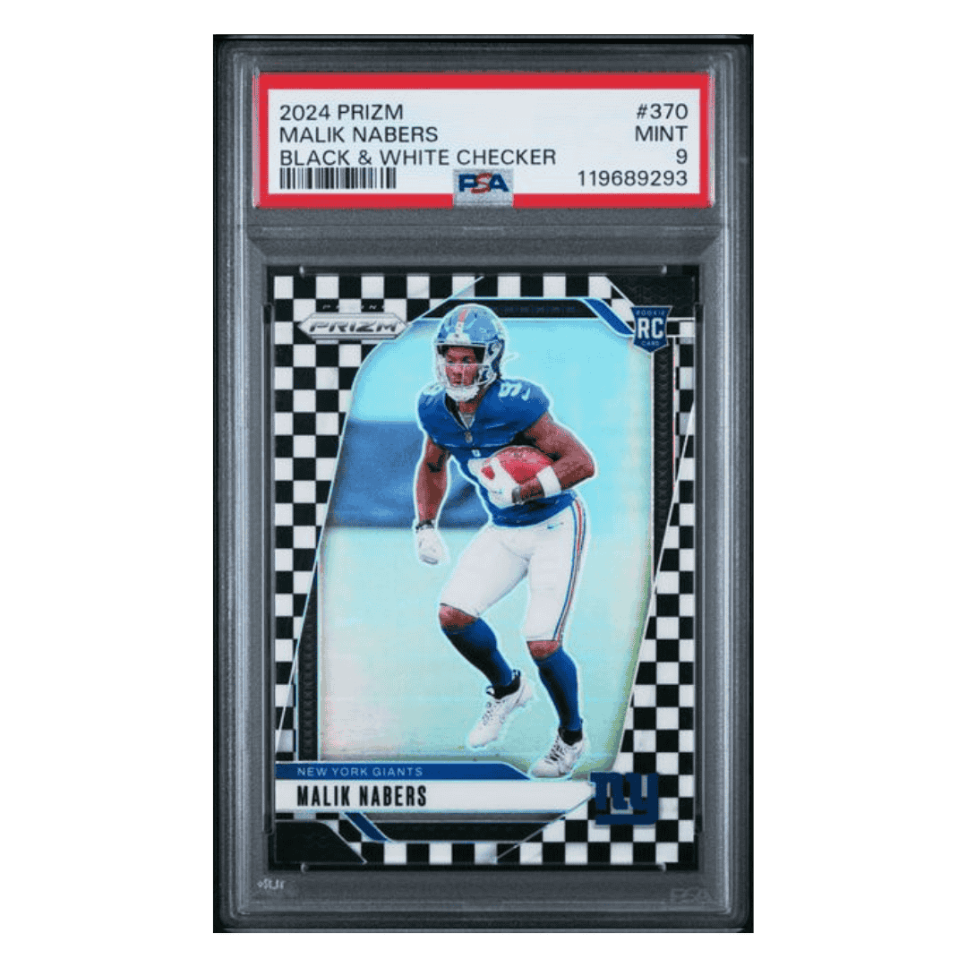 Malik Nabers PSA 9 2024 Panini Prizm Black & White Checker Rookie RC Card #370