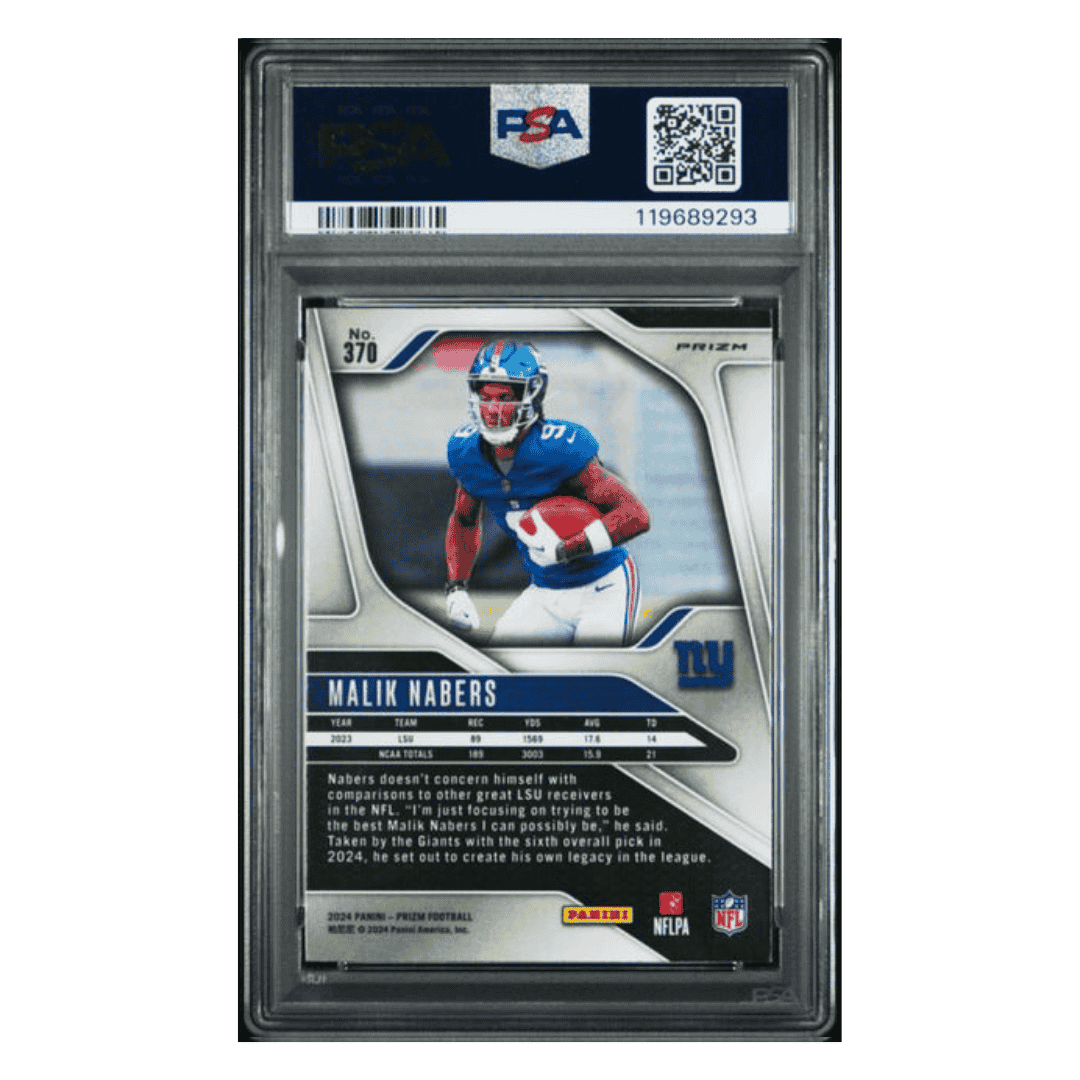 Malik Nabers PSA 9 2024 Panini Prizm Black & White Checker Rookie RC Card #370