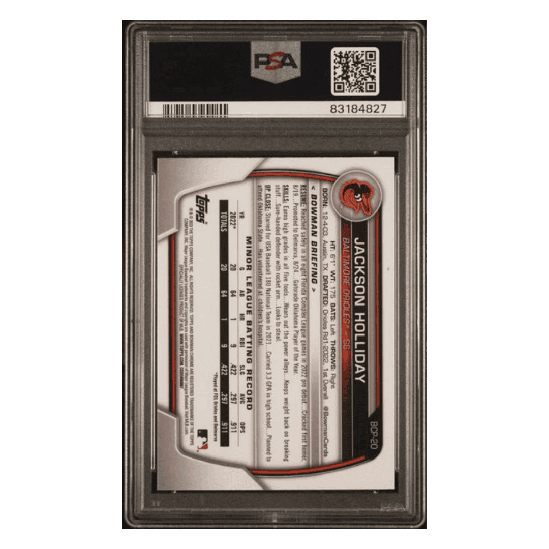 Jackson Holliday PSA 10 2023 Topps Bowman Mega Box Chrome Card #20