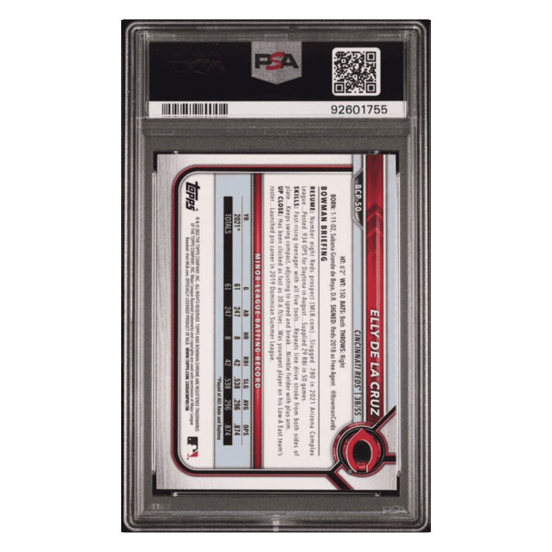 Elly De La Cruz PSA 10 2022 Topps Bowman Chrome Prospects Card #BCP50