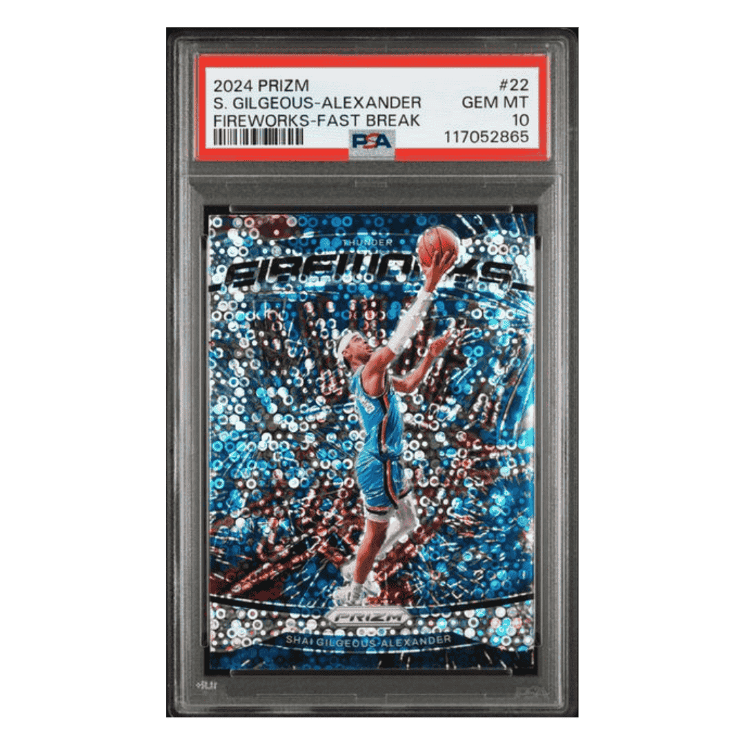 Shai Gilgeous-Alexander PSA 10 2024 Panini Prizm Fireworks Fast Break Card #22