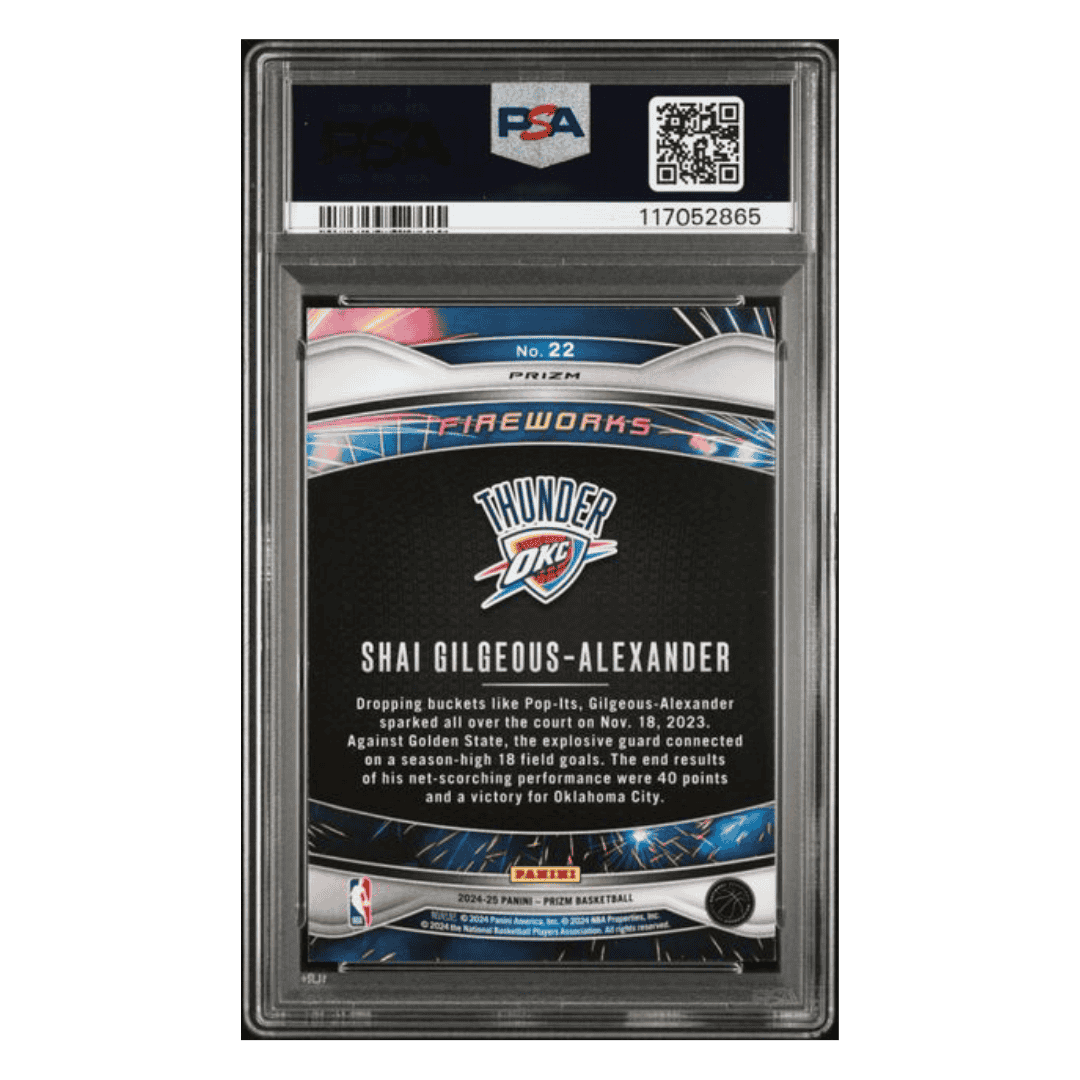 Shai Gilgeous-Alexander PSA 10 2024 Panini Prizm Fireworks Fast Break Card #22
