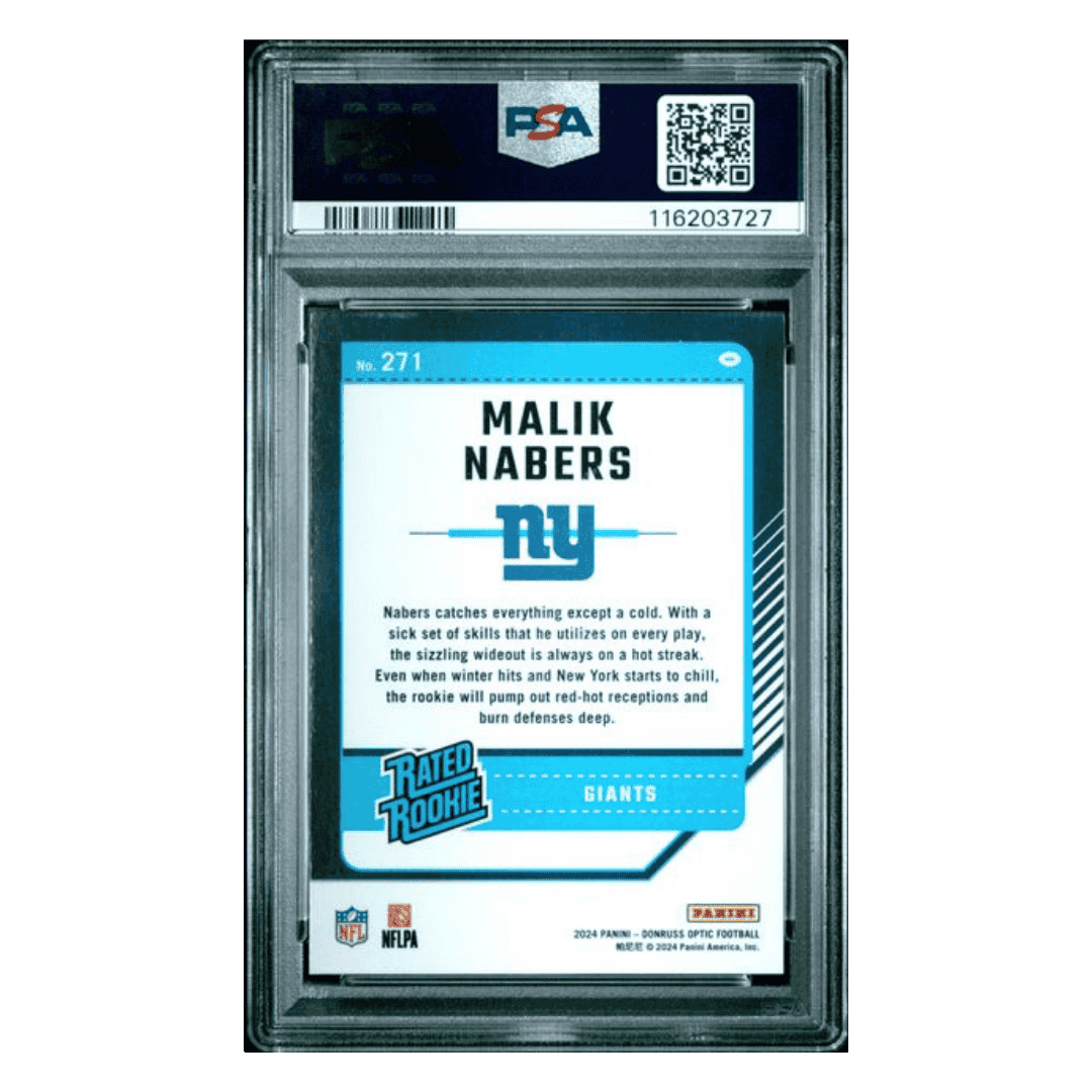 Malik Nabers PSA 10 2024 Panini Donruss Optic Rated Rookie Card #271