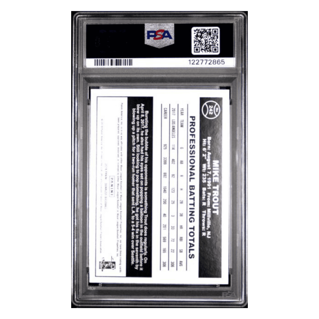 Mike Trout PSA 9 2018 Panini Donruss Mother's Day Ribbon #d/ 25 Card #242