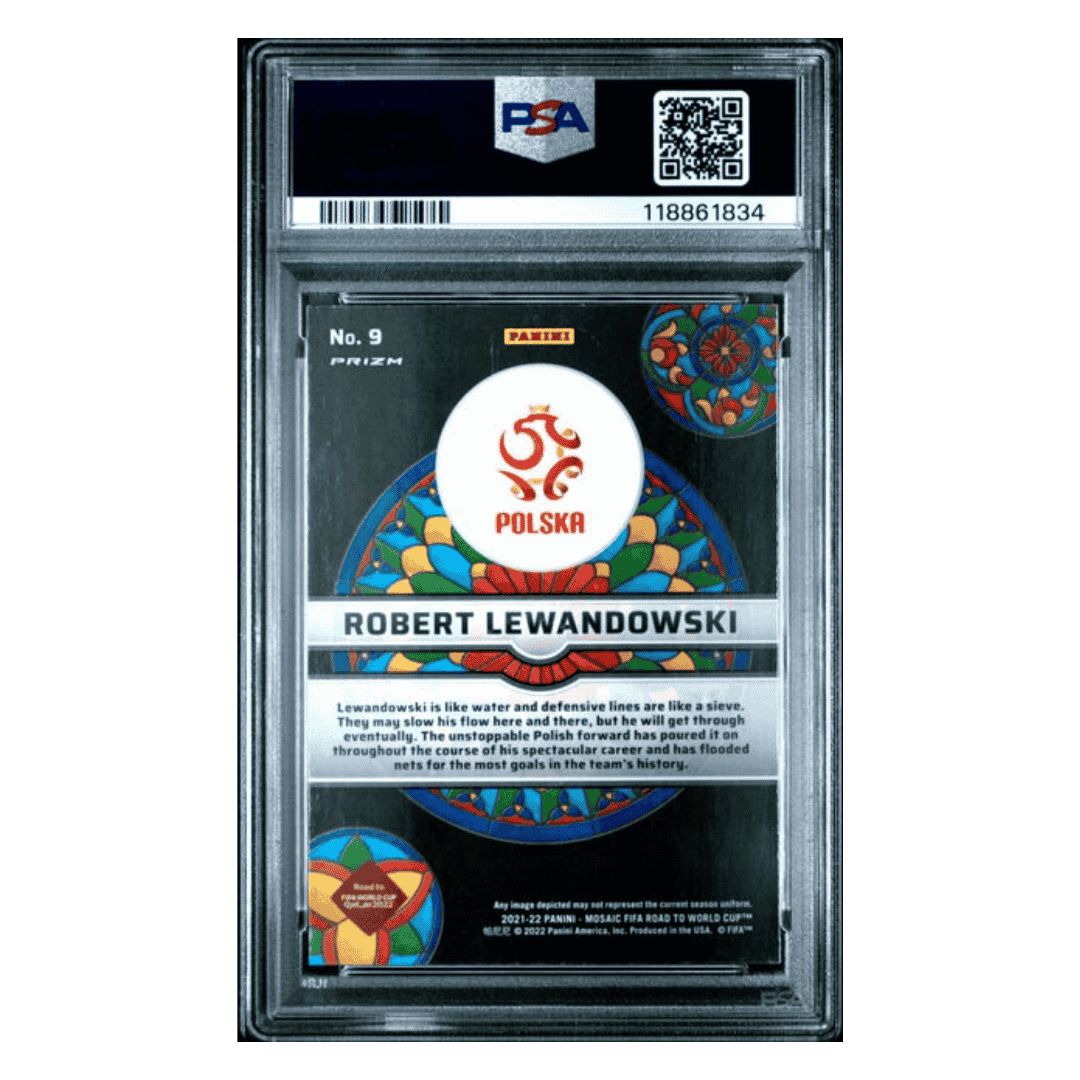 Robert Lewandowski PSA 9 2021-22 Panini Mosaic FIFA Road to World Cup Stained Glass Card #9