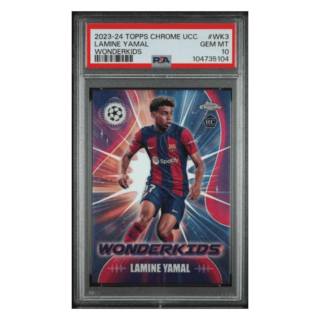 Lamine Yamal PSA 10 2023-24 Topps Chrome UEFA Club Competitions Wonderkids Rookie RC Card #WK3