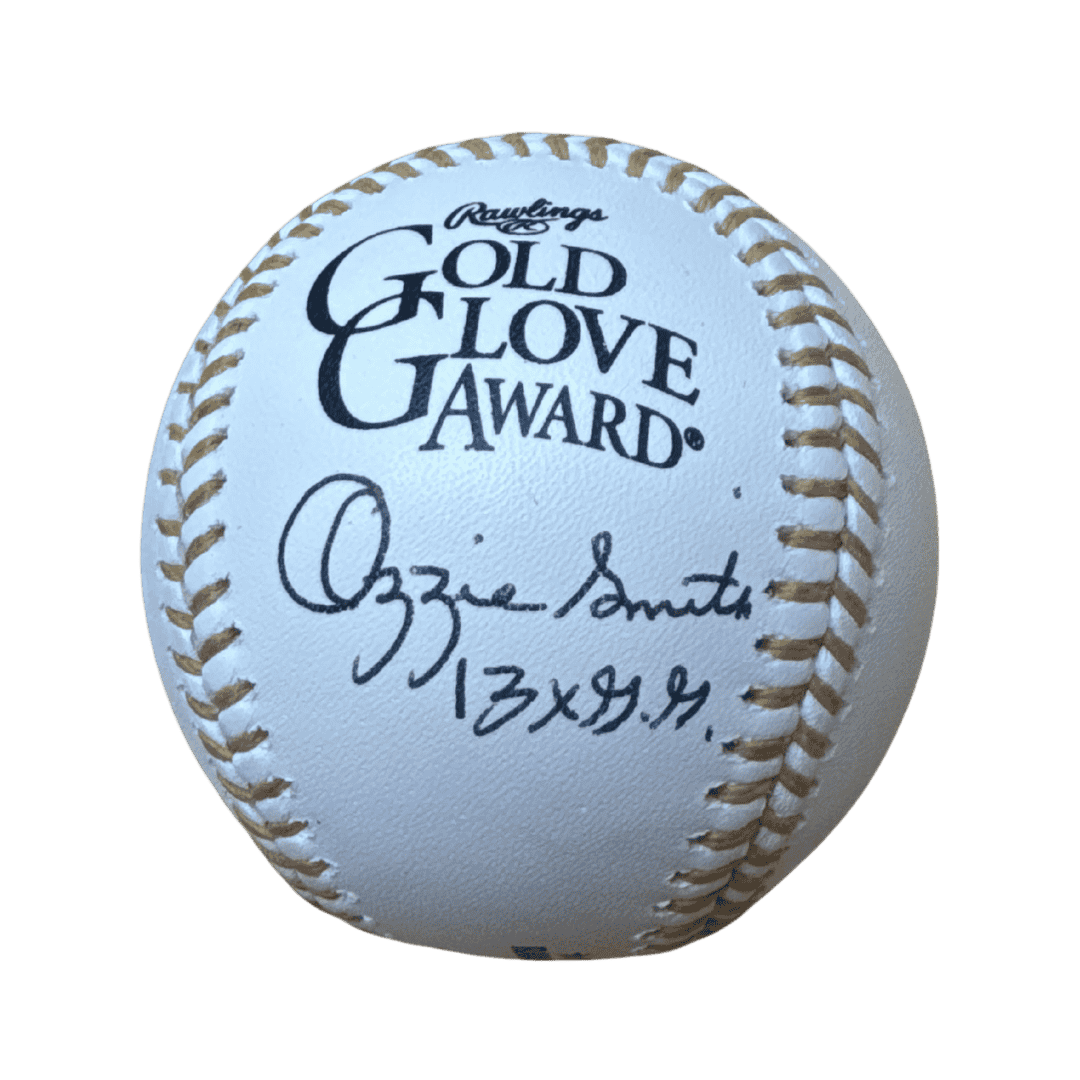 Ozzie Smith St Louis Cardinals Autographed Gold Glove Baseball with Inscription - JSA COA